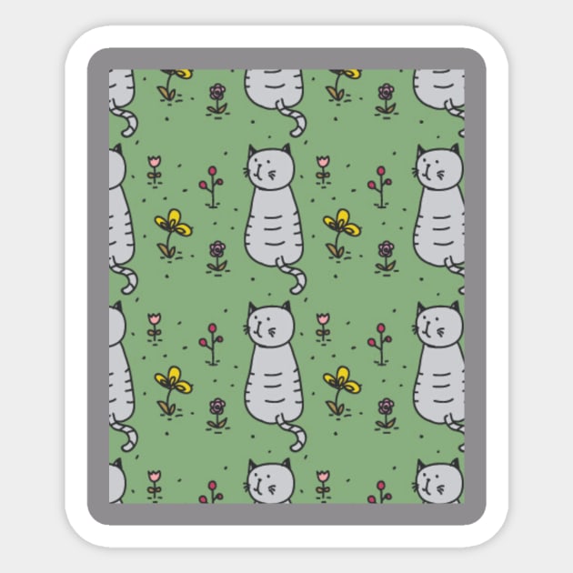 Pattern cute cats ,Funny cats Sticker by M.G Design 